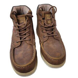 Levis Kids Brown Faux Leather High-Top Boots US 2 EUR 34 UK 1.5 With Synthetic U